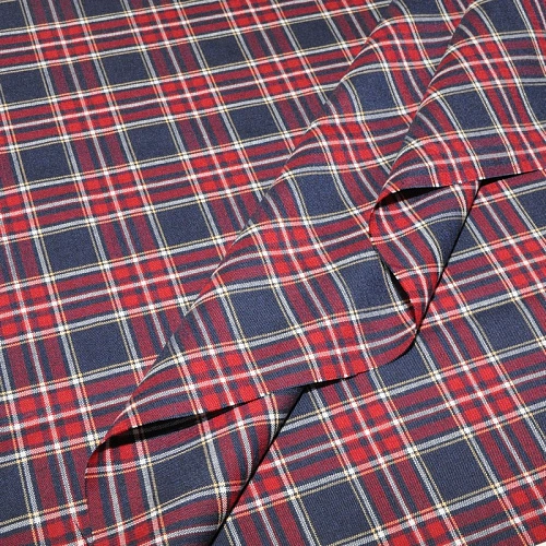 Костюмная ткань Полушерсть клетка (красный с синим)