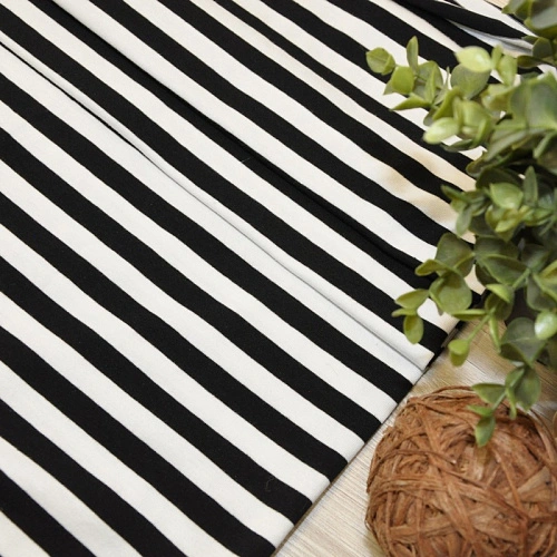 Кулирная гладь "Тельняшка" "1 см черный +белый"