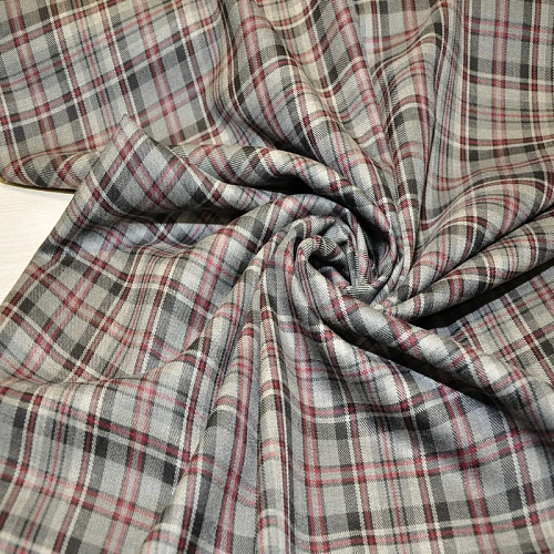 Костюмная ткань Полушерсть клетка (серый)