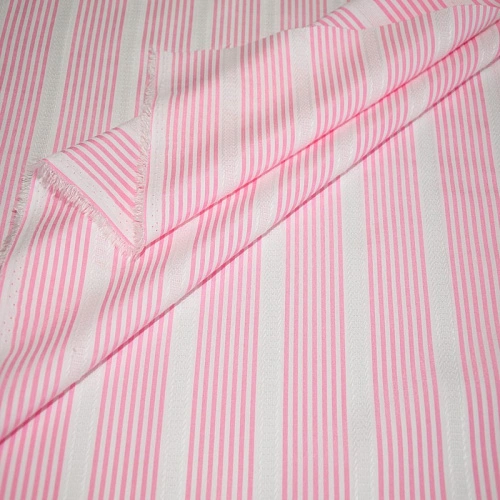 Рубашечный хлопок с кружевом полоска (розовый)