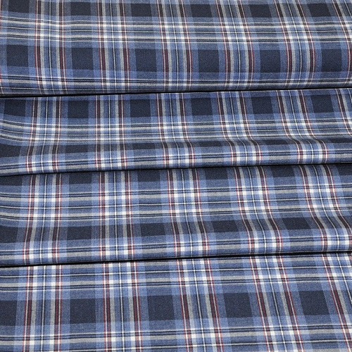 Костюмная ткань Полушерсть клетка (индиго)