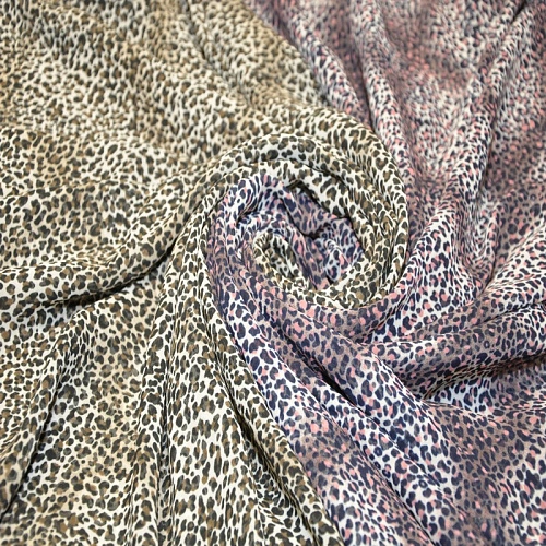 Шифон сахарный принт "Леопард розовый"