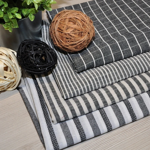 Рубашечны хлопок с фактурой льна (полоска 1см серый+белый)