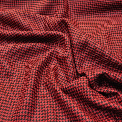 Костюмная ткань Гусиная лапка полушерсть (красный)