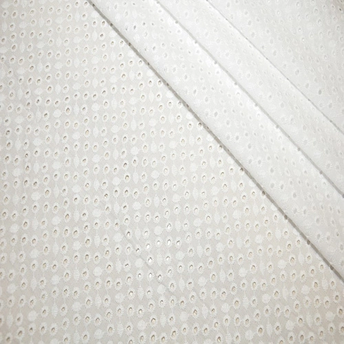 Батист вышитый, прошва листок мелкий (белый)