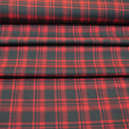 Костюмная ткань Полушерсть клетка (красный+синий)