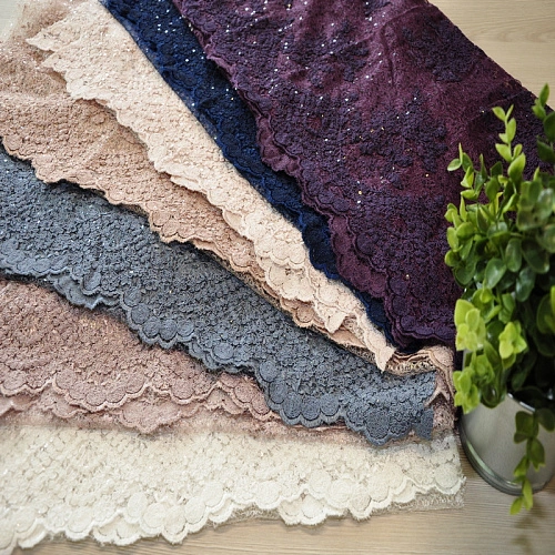 Вышивка на сетке с пайетками "Скарлет" (синий)