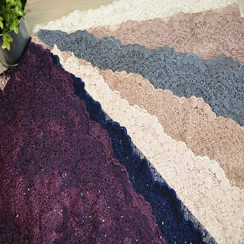 Вышивка на сетке с пайетками "Скарлет" (графит)