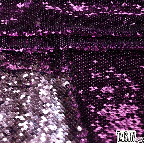 Пайеточная ткань двухцветная чешуя (сиреневый с серебром)