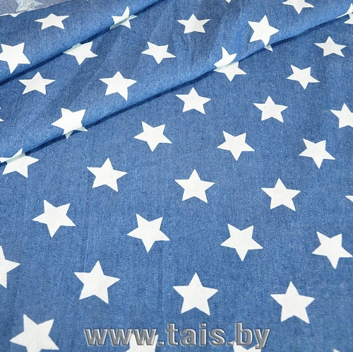 Джинс принт Звезды большие (светло-синий)