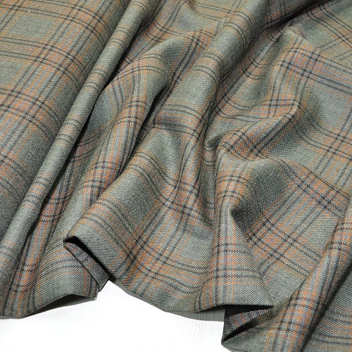 Костюмная ткань Полушерсть клетка (мох)