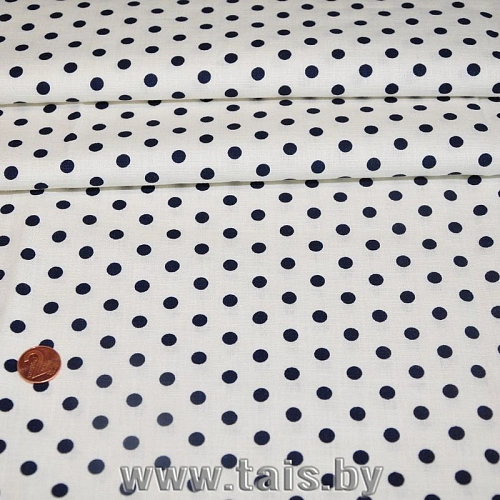 Хлопок принт "Мелкий горох на белом фоне"