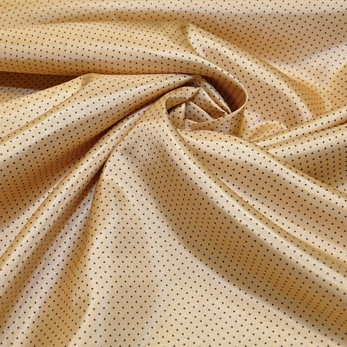 Подкладка нейлон принт горошек на бежевом фоне