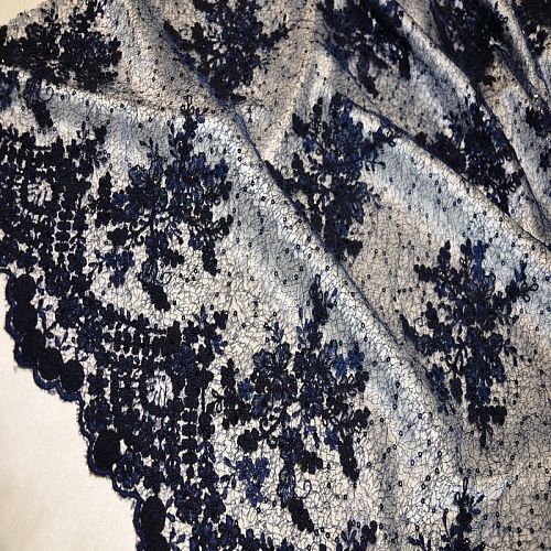 Вышивка на сетке с пайетками "Скарлет" (синий)