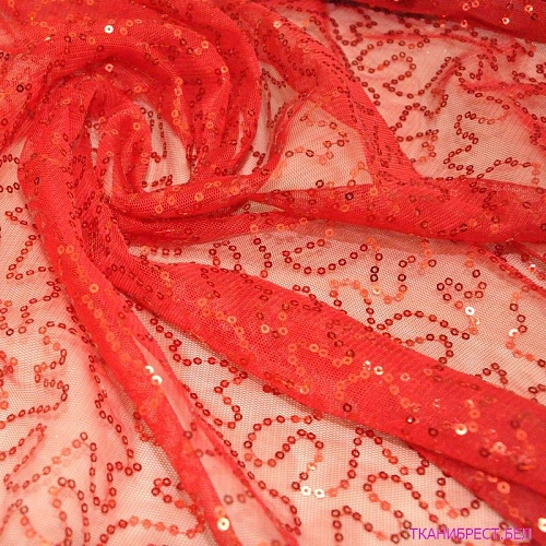 Пайетки на сетке красные