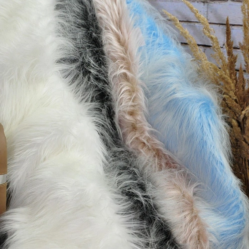 Мех длинноворсовый (голубая основа белый ворс)