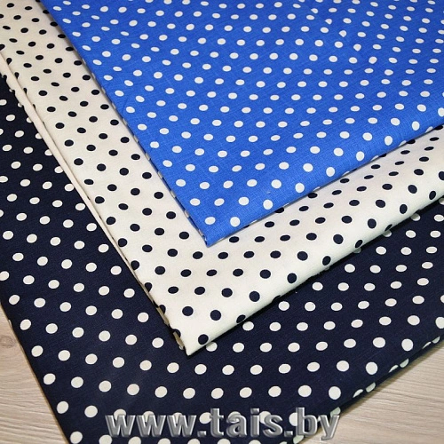 Хлопок принт "Мелкий горох на белом фоне"