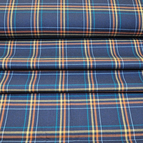 Костюмная ткань Полушерсть клетка (синий)