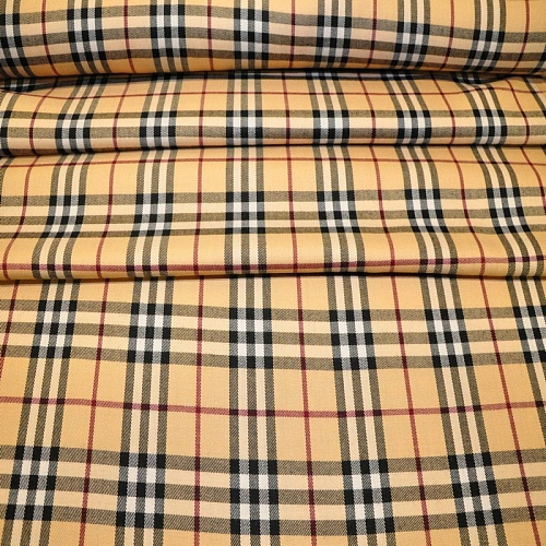 Костюмная ткань Полушерсть клетка (бежевый)