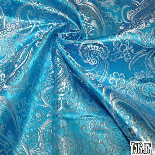 Парча жаккард (насыщенный голубой с серебром)