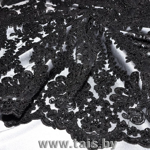 Вышивка на сетке с биссером (черный)