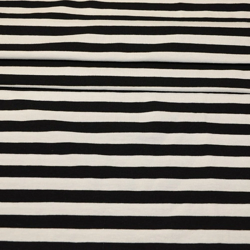 Кулирная гладь "Тельняшка" "1 см черный +белый"