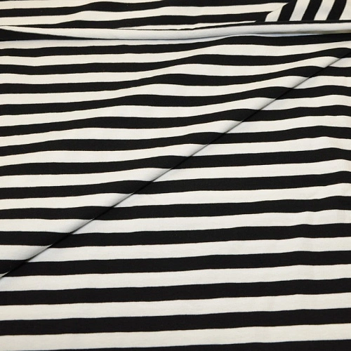 Кулирная гладь "Тельняшка" "1 см черный +белый"