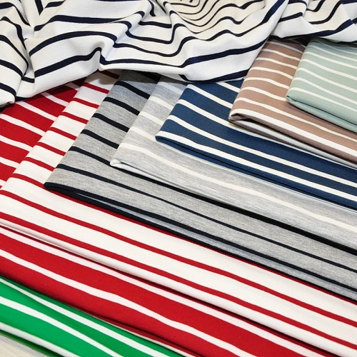 Кулирная гладь "Тельняшка" "2см-0,5см вишня +белый"