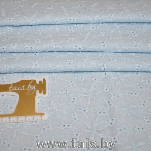 Батист вышивка (голубой)