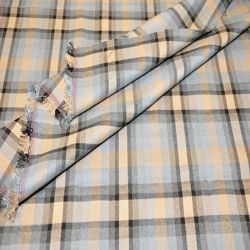 Костюмная ткань "Клетка  " (светло-оранжевый шотландка)