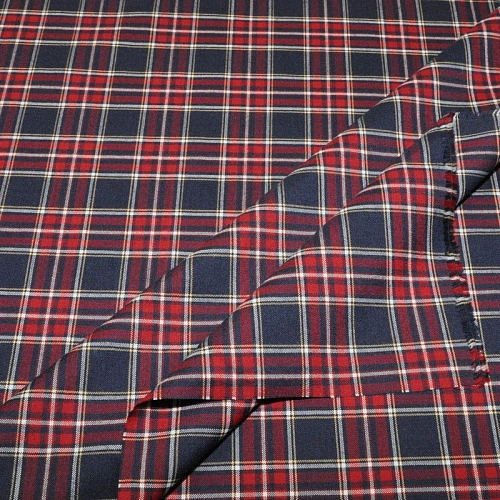 Костюмная ткань Полушерсть клетка (красный с синим)