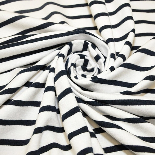 Футер 2-х нитка Полоска (белый фон т.синяя полоска)