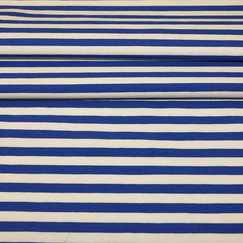 Кулирная гладь "Тельняшка" "1 см василек +белый"