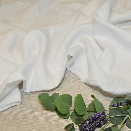 Лен умягченный с эффектом мятости (белый)