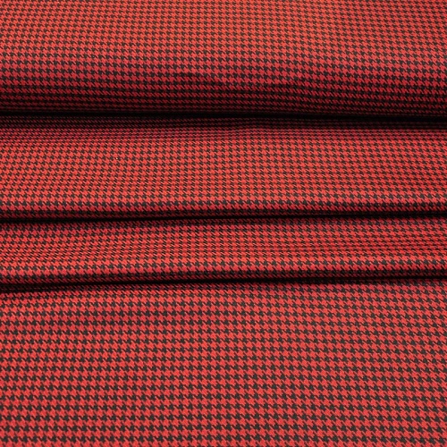 Костюмная ткань Гусиная лапка полушерсть (красный)