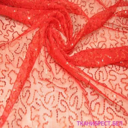 Пайетки на сетке красные