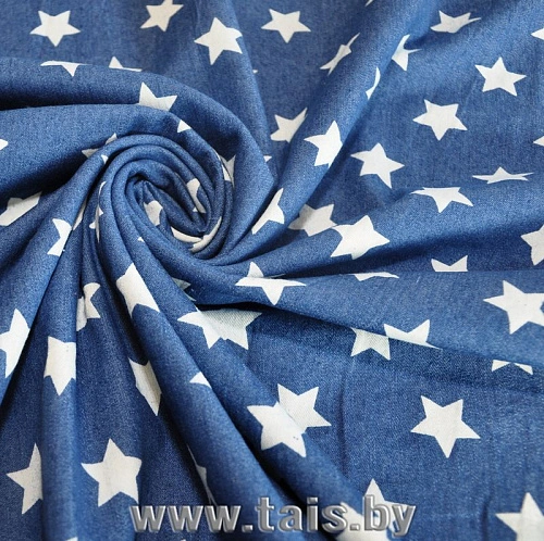 Джинс принт Звезды большие (светло-синий)