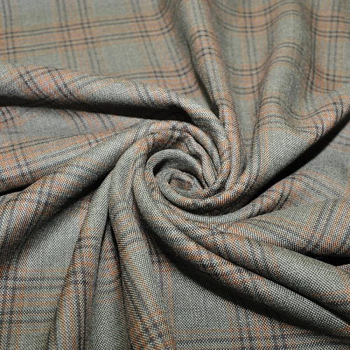 Костюмная ткань Полушерсть клетка (мох)