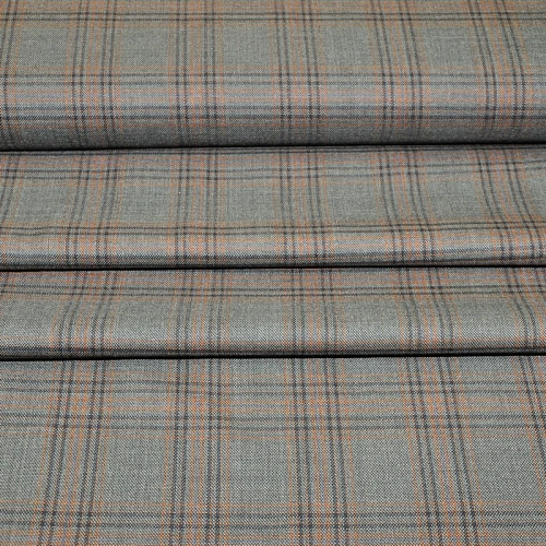 Костюмная ткань Полушерсть клетка (мох)