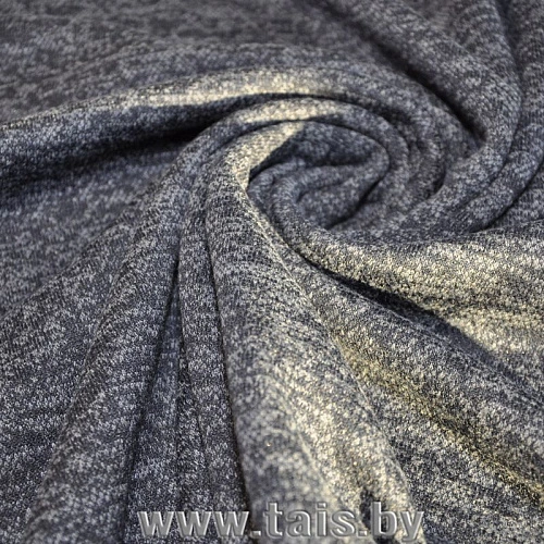 Трикотаж Ангора меланж с начесом (темно-синий)