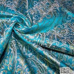 Парча жаккард огурцы (бирюза)