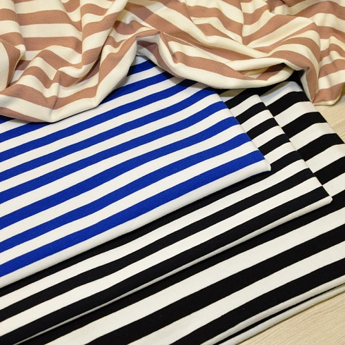 Кулирная гладь "Тельняшка" "1 см василек +белый"