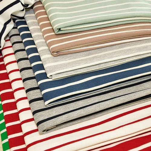 Кулирная гладь "Тельняшка" "2см-0,5см снежная мята +молочный"