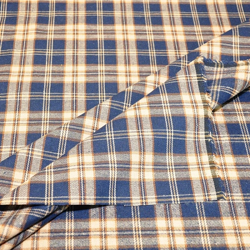 Ткань рубашечная фланель в клетку (синий +бежевый)