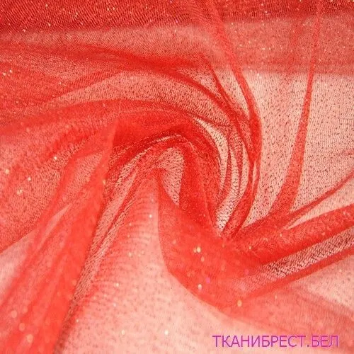 Фатин с блестками (красный)