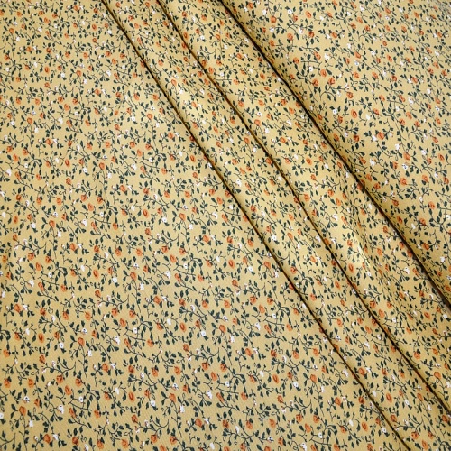 Штапель "Твил" Мелкий цветочек на желтом фоне