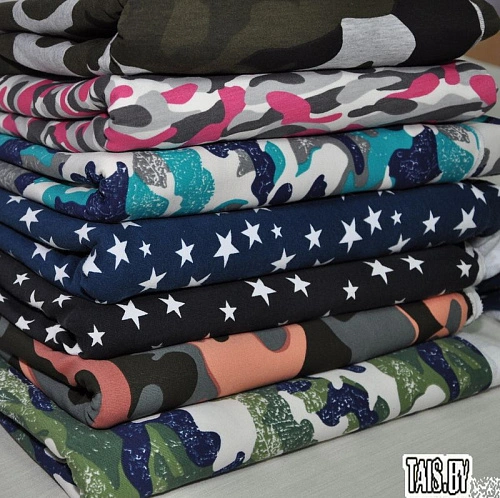 Футер 2-х нитка набивной "Камуфляж красный/синий"