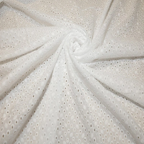 Батист вышитый, прошва листок мелкий (белый)