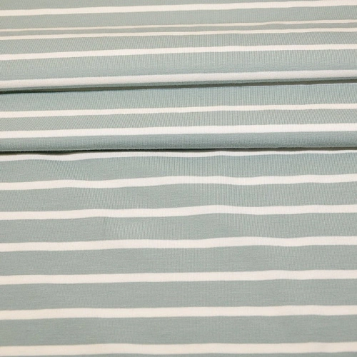 Кулирная гладь "Тельняшка" "2см-0,5см снежная мята +молочный"