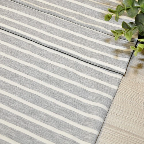 Кулирная гладь "Тельняшка" "2см-0,5см серый меланж +молочный"